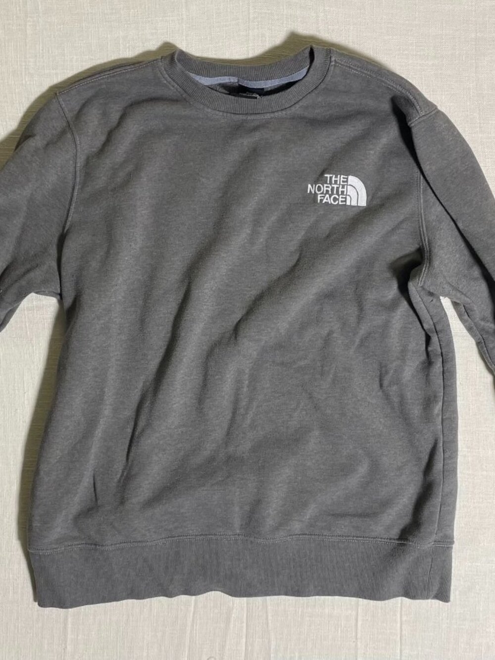Unisex Grey North Face Crew Neck Sweatshirt (Size L)